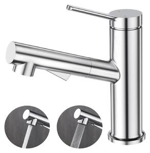 Miscelatore monocomando per lavabo da bagno, estensibile, in acciaio inossidabile SUS304 cromato lucido