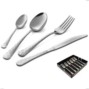 Confezione vetrina 6 pezzi forchettine dolce Oxford Damask, Acciaio 18/0 (aisi 430) Acciaio inciso al Laser, spessore 2 mm mm- posate