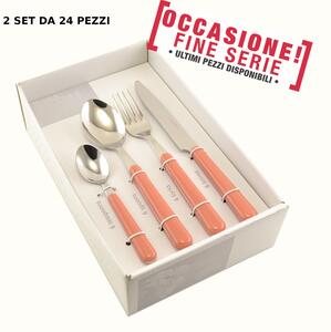 Servizio Posate Colorate BRIO 48 Pezzi Color Salmone 13 Lavabili in lavastoviglie EME