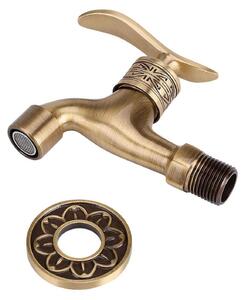 Rubinetto per lavabo, solo acqua fredda, stile antico, in ottone, attacco G1/2, montaggio a parete