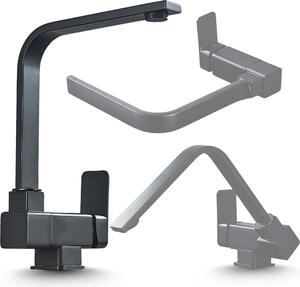 Rubinetto da cucina Ari VENTI, miscelatore cucina pieghevole per finestra, beccuccio girevole 360, nero opaco, cartuccia Vetroceramica
