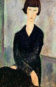Riproduzione Woman in Black Dress, Modigliani, Amedeo