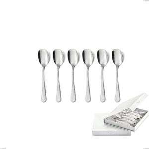 Confezione a libro 6 pezzi cucchiaini gelato perles, Acciaio inox Aisi 304 lucido, spessore 2.5 mm, design Classico