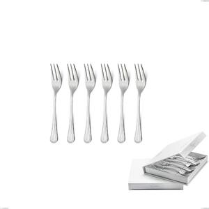 Confezione a libro 6 pezzi forchette dolce perles, Acciaio inox Aisi 304 lucido, spessore 2.5 mm, design Classico