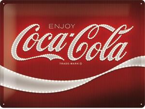Cartello in metallo Coca-Cola - Logo - Red Lights, (40 x 30 cm)