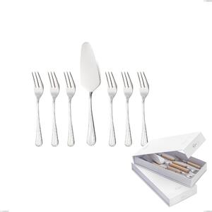 Confezione a libro 7 pezzi, forchettine pi� paletta dolce privilege, Acciaio inox Aisi 304 Posate Lucide, spessore 2.5 mm