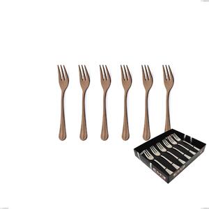 Confezione vetrina 6 pezzi forchettine dolce Royal Retr� PVD Chocolate, Acciaio 18/10 antico, spessore 2.5 mm, pvd chocolate