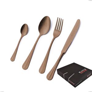 Set di posate 75 pezzi Royal Retr� PVD Chocolate in confezione regalo, Acciaio 18/10 antico, spessore 2.5 mm, pvd chocolate