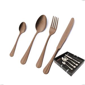 Confezione vetrina 24 pezzi Royal Retr� PVD Chocolate, Acciaio 18/10 antico, spessore 2.5 mm, pvd chocolate