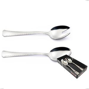 Confezione vetrina 2 pezzi insalata Savoia Argento 8 micron, Acciaio inox Aisi 304 Finitura Argentata, spessore argento 8 micron, spessore posata 3 mm