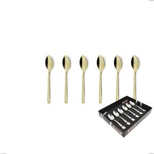 Confezione vetrina 6 pezzi moka Venice Tin Gold, Acciaio Inox 18-10 trattamento pvd oro, spessore 4 mm
