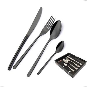 Servizio Posate VENICE Gun Metal 24 pezzi 6 posti tavola acciaio inox 18/10 AISI304 spessore 4.0 mm in confezione vetrina