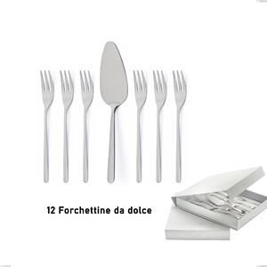 Confezione a libro 13 pezzi, forchettine pi� paletta dolce venice sabbiato, Acciaio inox Aisi 304 Posate sabbiate, spessore 4 mm