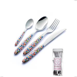 Confezione barattolo francese 16 pezzi posate vero coriandoli, acciaio 18.0 nickel free, manicatura pbt sublimato acciaio lucido