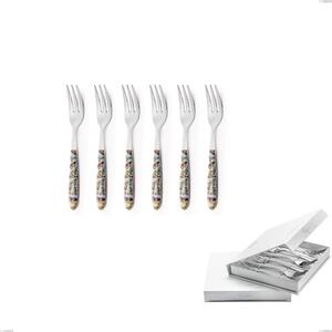 Confezione a libro 6 pezzi forchette dolce vero butterfly, acciaio 18.0 nickel free, manicatura pbt sublimato acciaio lucido