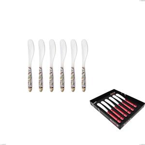 Confezione vetrina 6 pezzi spalmaburro piccolo vero butterfly, acciaio 18.0 nickel free, manicatura pbt sublimato acciaio lucido