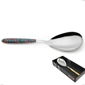 Confezione vetrina 1 pezzo pala riso vero damasco, acciaio 18.0 nickel free, manicatura pbt sublimato acciaio lucido