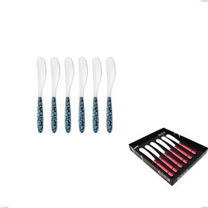 Confezione vetrina 6 pezzi spalmaburro piccolo vero flowers, acciaio 18.0 nickel free, manicatura pbt sublimato acciaio lucido
