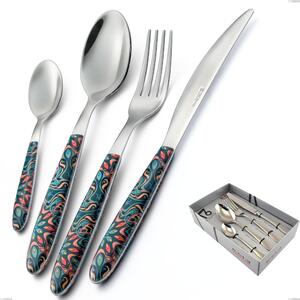Confezione vetrina 16 pezzi vero damasco, acciaio 18.0 nickel free, manicatura pbt sublimato acciaio lucido