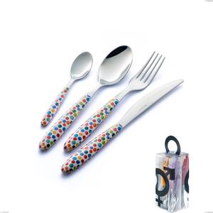 Confezione You&Me 24 pezzi posate vero coriandoli, acciaio 18.0 nickel free, manicatura pbt sublimato acciaio lucido- posate