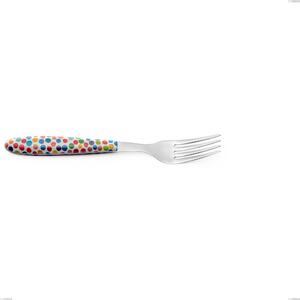 Forchetta tavola vero coriandoli, acciaio 18.0 nickel free, manicatura pbt sublimato acciaio lucido, lunghezza 205.00 mm