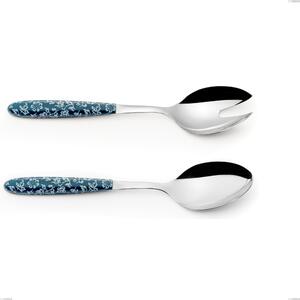 Coppia insalata vero flowers, acciaio 18.0 nickel free, manicatura pbt sublimato acciaio lucido, lunghezza 250 mm