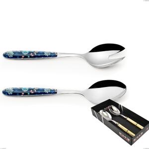 Confezione vetrina 2 pezzi insalata vero garden, acciaio 18.0 nickel free, manicatura pbt sublimato acciaio lucido