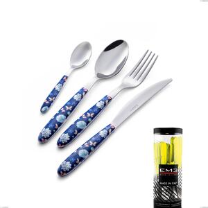 Confezione cilindro 24 pezzi posate vero garden, acciaio 18.0 nickel free, manicatura pbt sublimato acciaio lucido