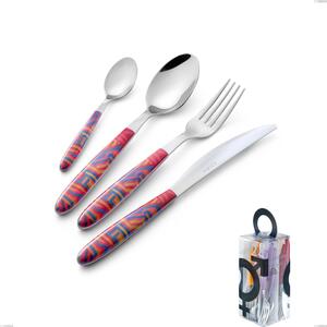 Confezione You&Me 24 pezzi posate vero linear, acciaio 18.0 nickel free, manicatura pbt sublimato acciaio lucido