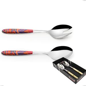 Confezione vetrina 2 pezzi insalata vero linear, acciaio 18.0 nickel free, manicatura pbt sublimato acciaio lucido