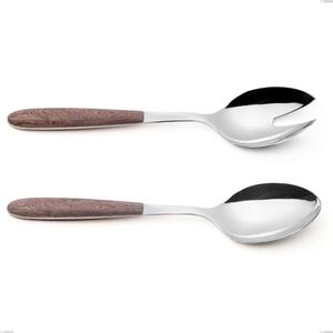 Coppia insalata vero noce, acciaio 18.0 nickel free, manicatura pbt sublimato acciaio lucido, lunghezza 250 mm