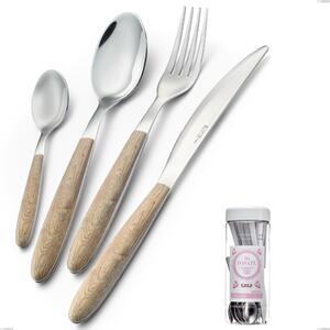 Confezione barattolo francese 16 pezzi posate vero pino, acciaio 18.0 nickel free, manicatura pbt sublimato acciaio lucido