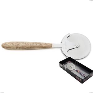 Confezione vetrina rotella tagliapizza vero pino, acciaio 18.0 nickel free, manicatura pbt sublimato acciaio lucido