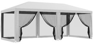 Outsunny Gazebo da Giardino per Feste con 6 Pareti Rimovibili a Zanzariera, 582x295x255cm, Bianco
