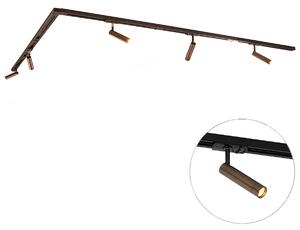Sistema di illuminazione su binario moderno con 5 faretti bronzo scuro monofase - Iconic Ivy