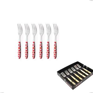 Confezione vetrina 6 pezzi forchette dolce Vero poppy, acciaio 18.0 nickel free, manicatura pbt sublimato acciaio lucido