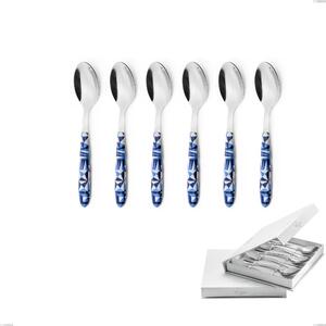 Confezione a libro 6 pezzi cucchiaini caff� vero triangle, acciaio 18.0 nickel free, manicatura pbt sublimato acciaio lucido