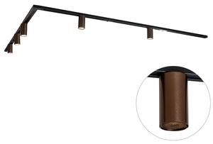 Sistema di illuminazione su binario moderno con 5 faretti bronzo scuro monofase GU10 35 mm - Iconic Ruby
