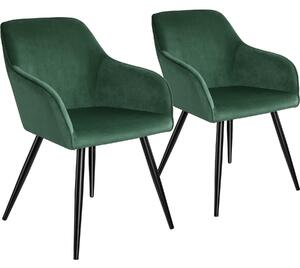Tectake sedia marilyn effetto velluto, gambe nere