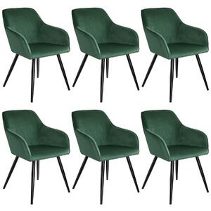 Tectake sedia marilyn effetto velluto, gambe nere