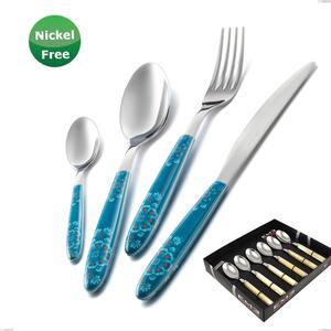 Confezione vetrina 6 pezzi cucchiaino caffe Vero Trinacria Verde 31, inox 18/0