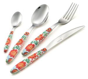 Set Posate colorate 24 pezzi VERO Tropical Rosso 6 posto tavola 18/C in confezione vetrina