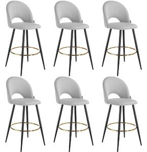 Tectake sgabello sachel con schienale, effetto velluto