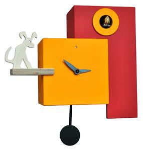Orologio con cuc� The Guardian 25x12xh23 cassa in MDF Particolari in betulla giallo rosso