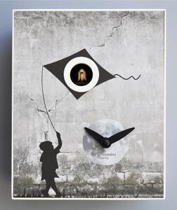 Orologio da Parete, D'Apres Banksy 16,5x10xh20 cm cassa in MDF laccato colore nero design Ezio Pescatori