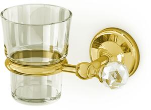 Porta Bicchiere Linea MADRAS ORIENTE 11x8xh18 cm ORO e Swarovski trasparente cristallino contenitore in vetro trasparente