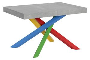 Tavolo Allungabile con 3 allunghe VOLANTIS MULTICOLOR 90x140xh77 cm estensibile fino a 244 cm Allunghe da 52 cm, gambe in Ferro verniciato Multicolor piano colore CEMENTO