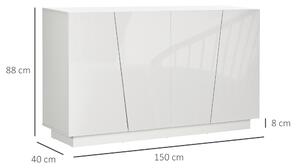 HOMCOM Mobiletto Multiuso in Truciolato Bianco a 5 Livelli con Ripiano Regolabile su 3 Livelli, 150x40x88 cm