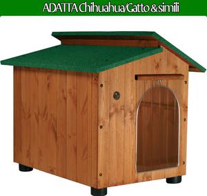 Cuccia per Cani Gatti Chihuahua-Gatto e Simili in legno con tettino coibentato 45x60x h48 cm spessore legno 1 cm collaudo per 130 Kg