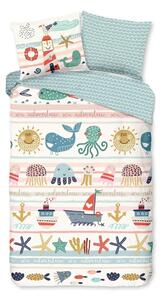Set copripiumino e federa da bambini in cotone per letto singolo ed esteso 140x220 cm Sea – Good Morning